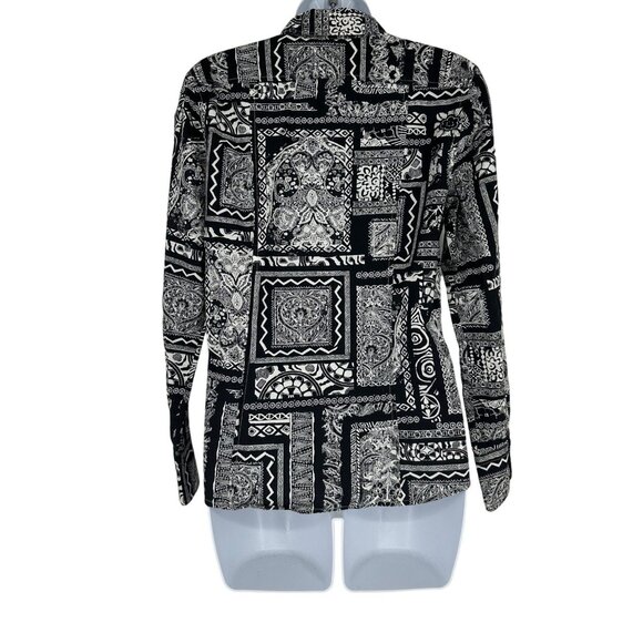 CHICOS Floral Persian Geo 100% Cotton Career Button Up Shirt Size 0 US S - Picture 4 of 8